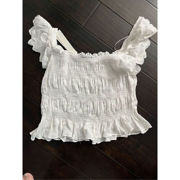 NWT Aqua Womens Eyelet Square Neck Cropped - Picture 4 of 5